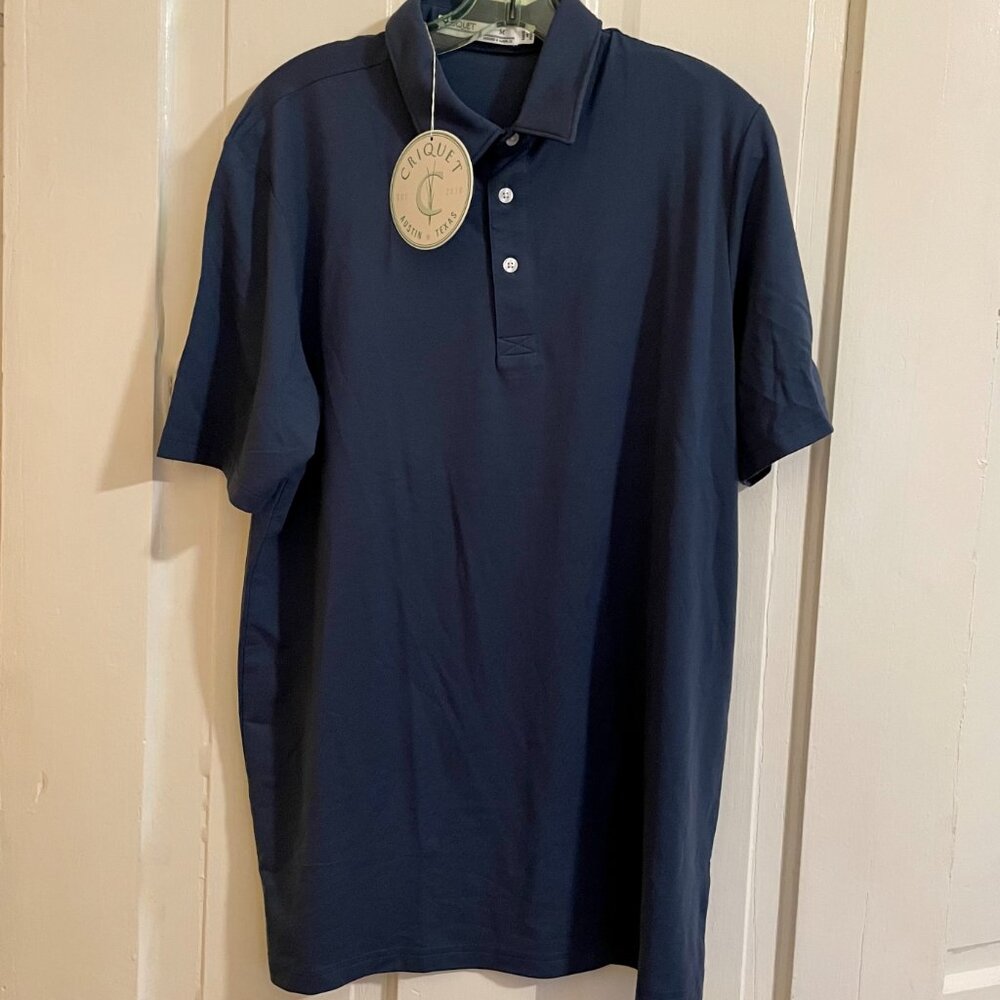 NWT CRIQUET Mens Golf Polo Shirt Navy Blue Size Medium